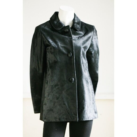 Kate Spade Leather Cow Skin Textured Three Button Fall Jacket 4 - Picture 2 of 9